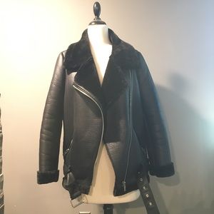 Faux Shearling Moto Jacket